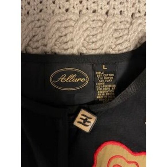 Allure Shacket Embroidered with artsy Buttons Jacket women’s Sz L Black‎ multi - Picture 2 of 16